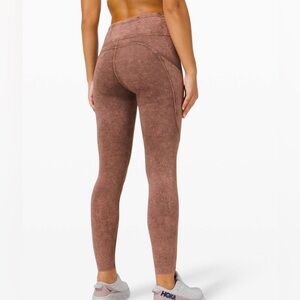 Lululemon Fast and Free Tight II 25" Ice Dye Ice Wash Brown Earth 6